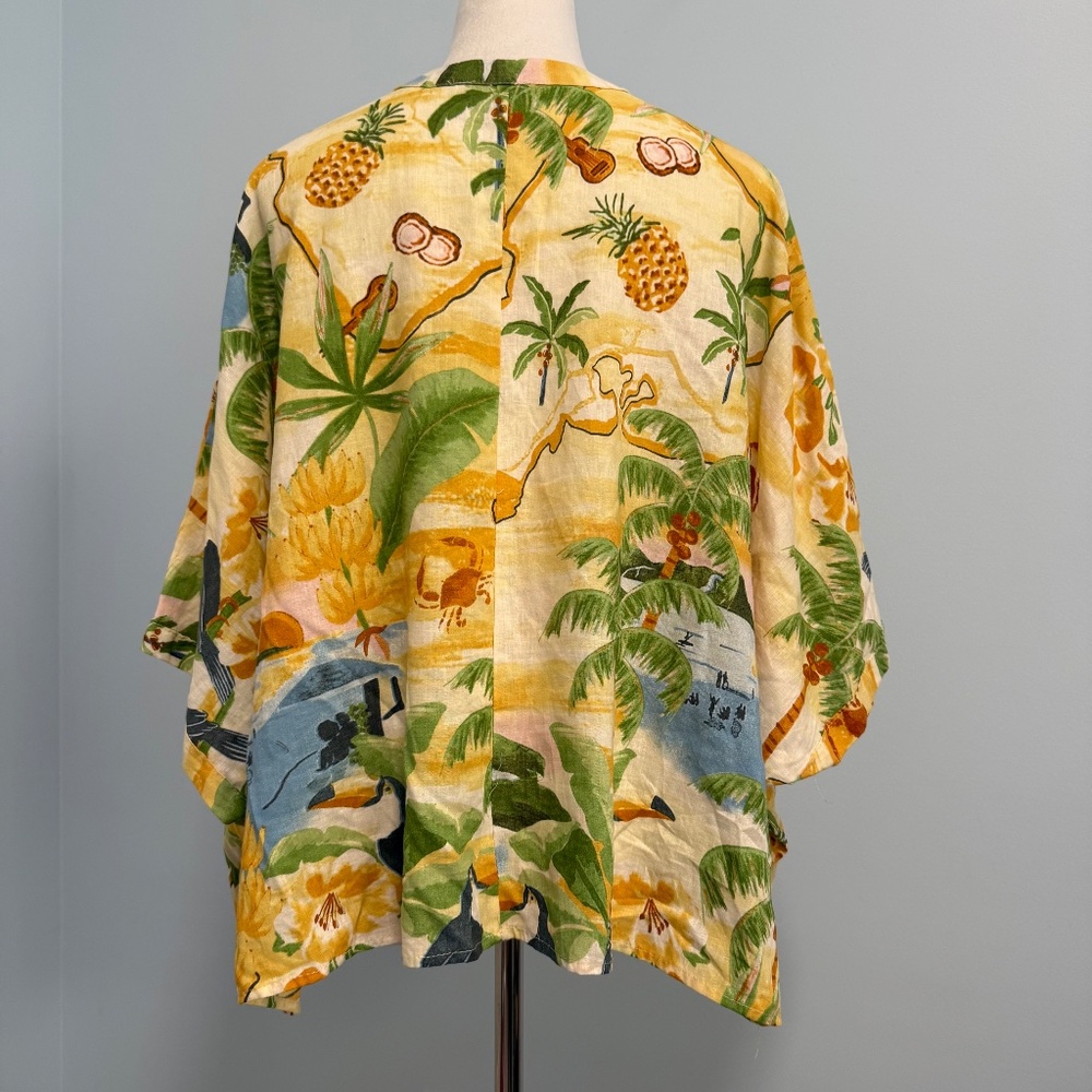 Rachel Zoe Linen Blend Palm Print Oversized Blouse Size S - Picture 4 of 8